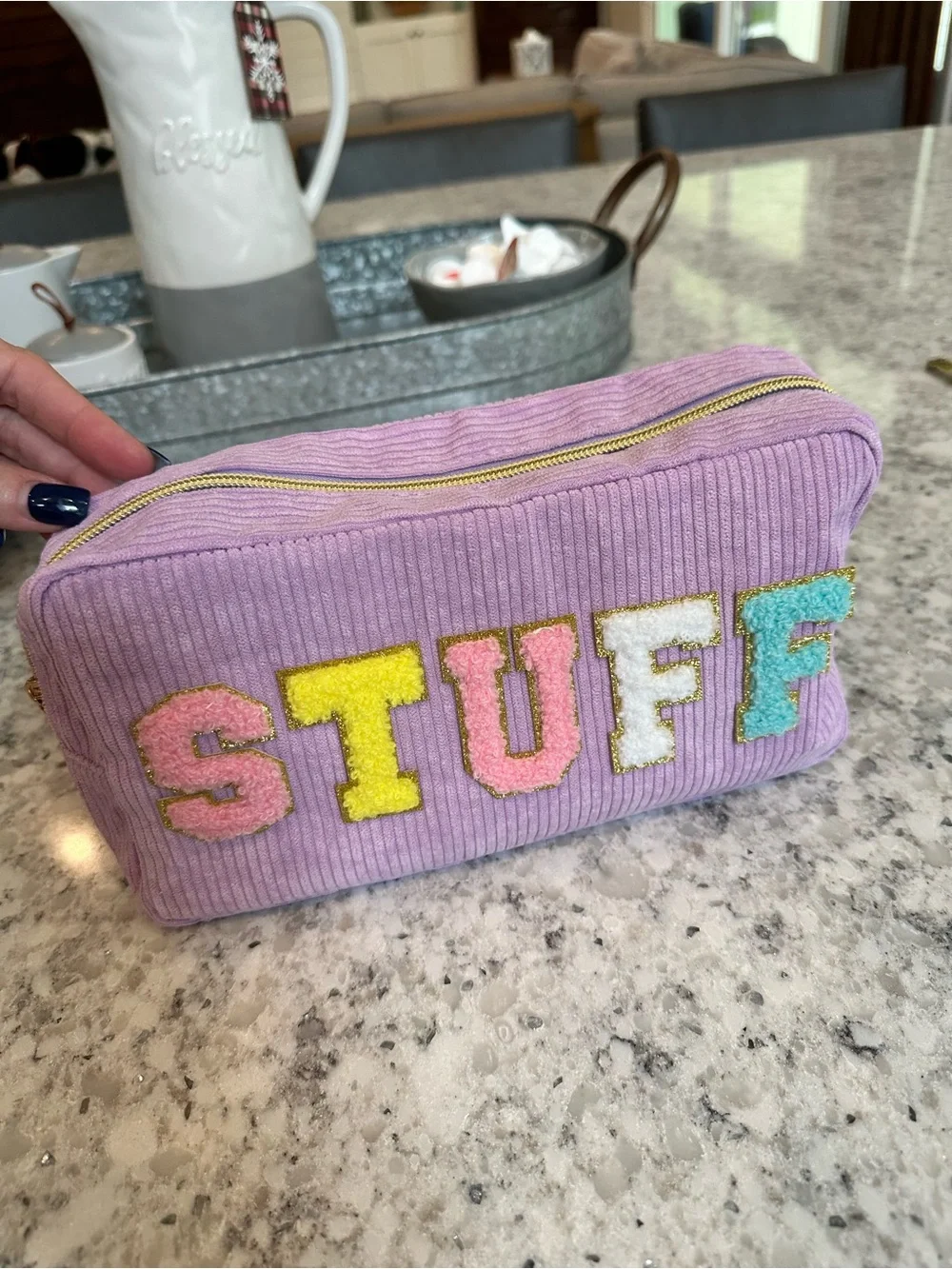 Corduroy Chenille Makeup cosmetics Bag Stuff